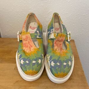 Dr Martens Multicolor Tie Dye Retro V Polley Mary Jane Loafers Size 6